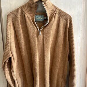 Cooper‎ Jones Sweater Mens X-Large XL Tan Brown 1/4 Zip Cotton Knit Pullover